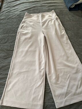 Athleta Light Taupe Wide Leg Pull-On Pants